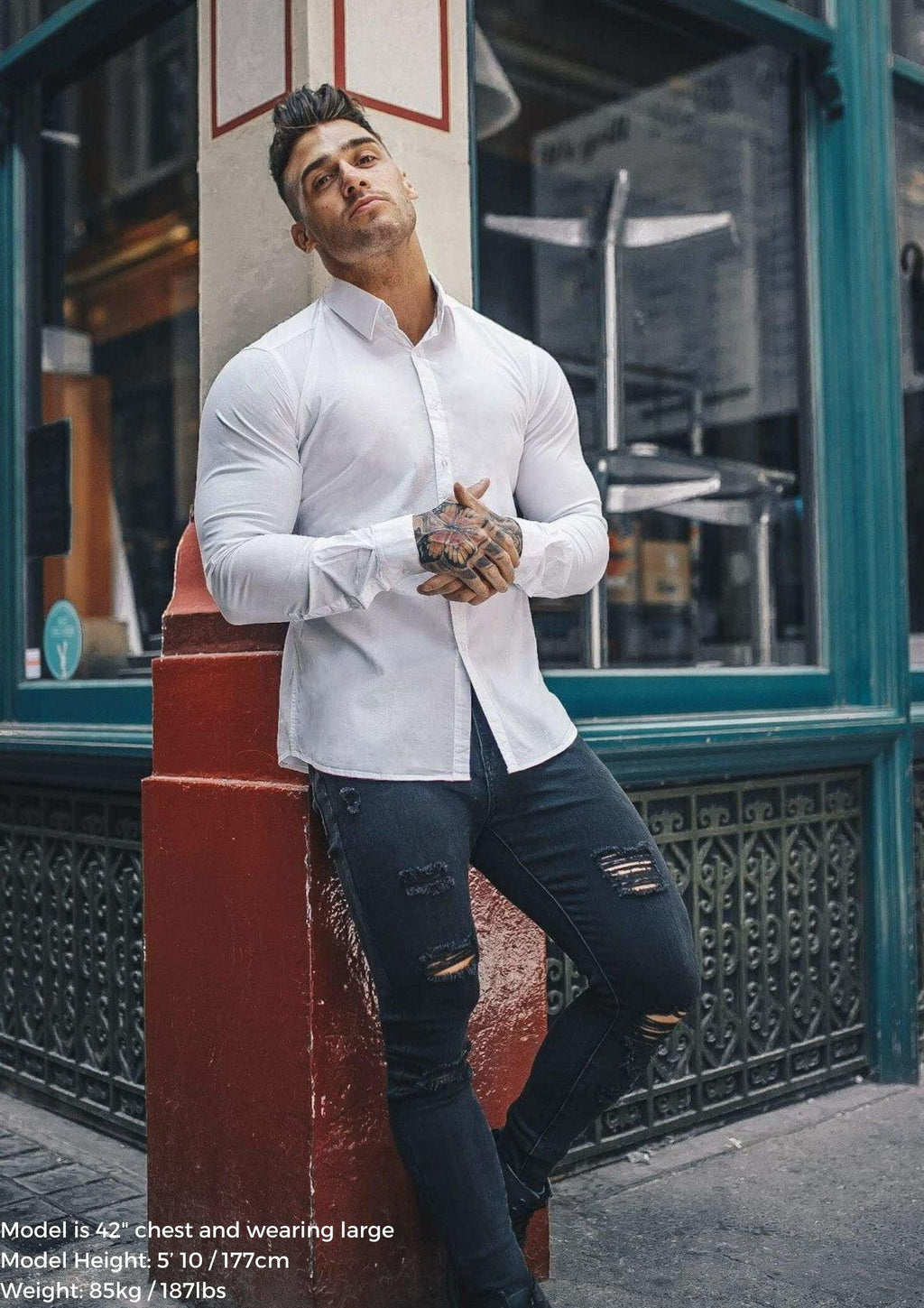 Tapered Menswear White Tapered Fit Shirt
