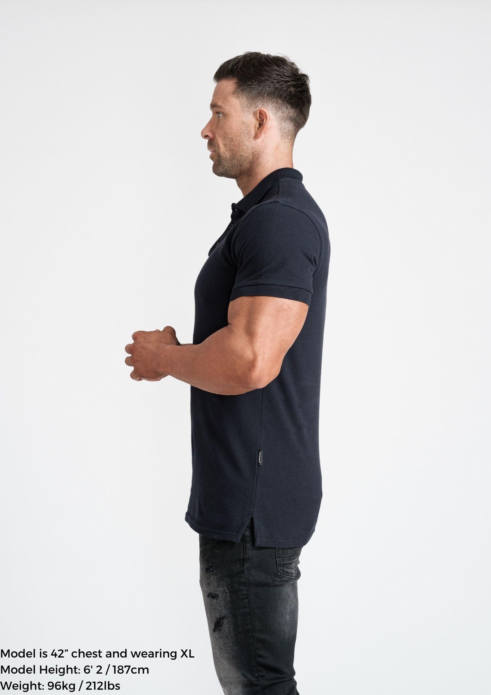 Tapered Menswear Navy Short Sleeve Tapered Fit Polo Shirt