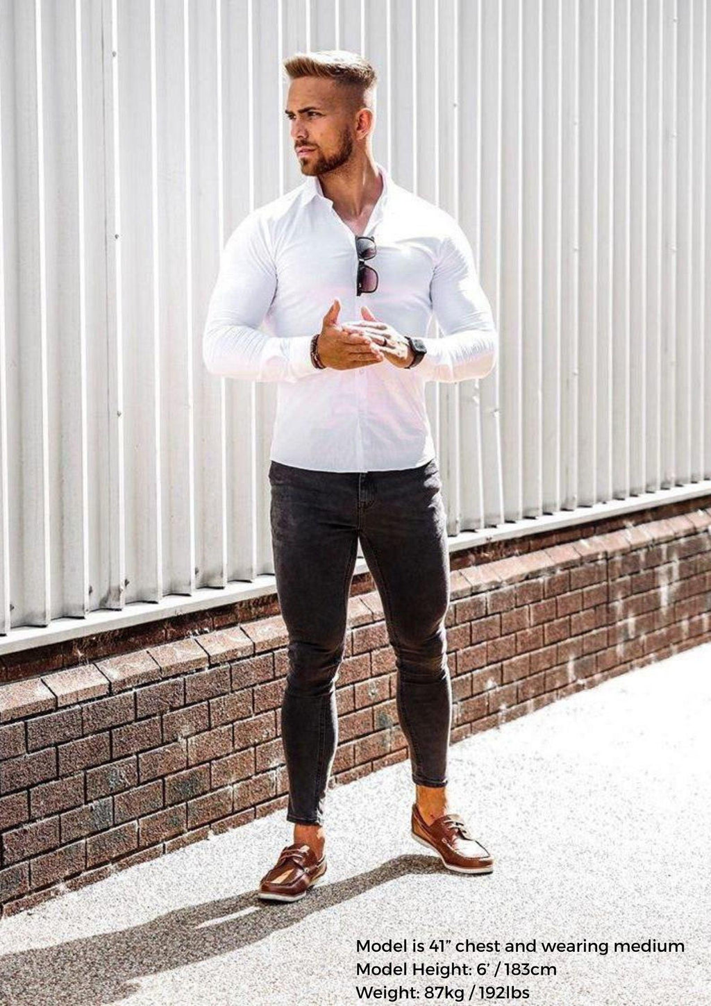 Tapered Menswear White Tapered Fit Shirt