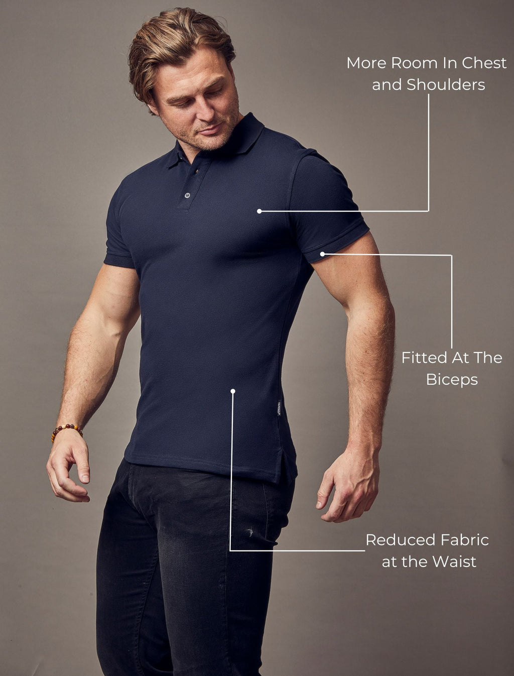 Tapered Menswear Navy Short Sleeve Tapered Fit Polo Shirt