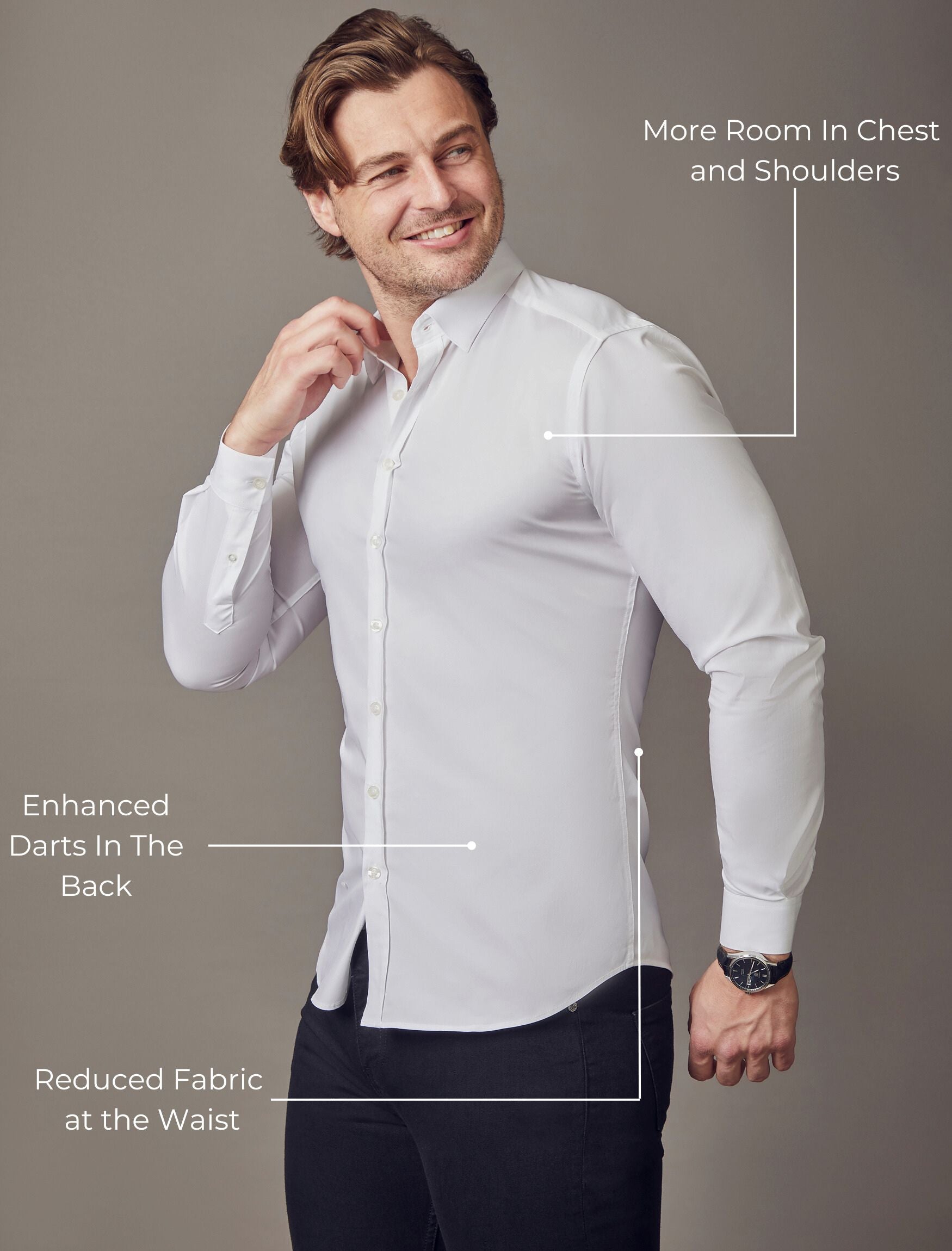 Tapered Menswear White Tapered Fit Shirt