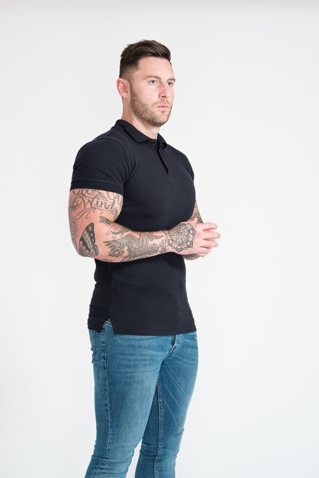 Tapered Menswear Navy Short Sleeve Tapered Fit Polo Shirt