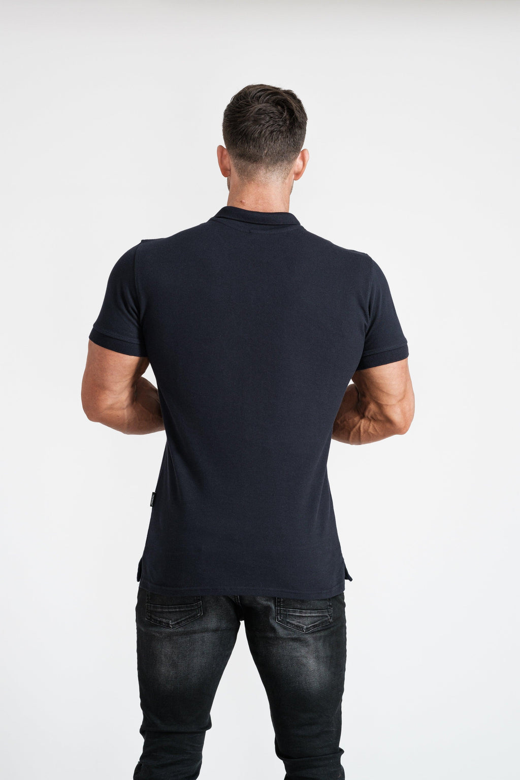 Tapered Menswear Navy Short Sleeve Tapered Fit Polo Shirt