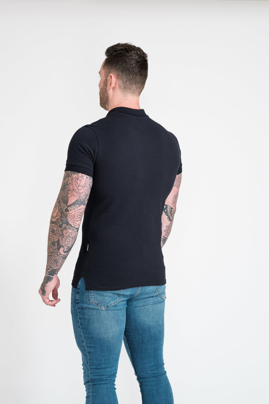 Tapered Menswear Navy Short Sleeve Tapered Fit Polo Shirt