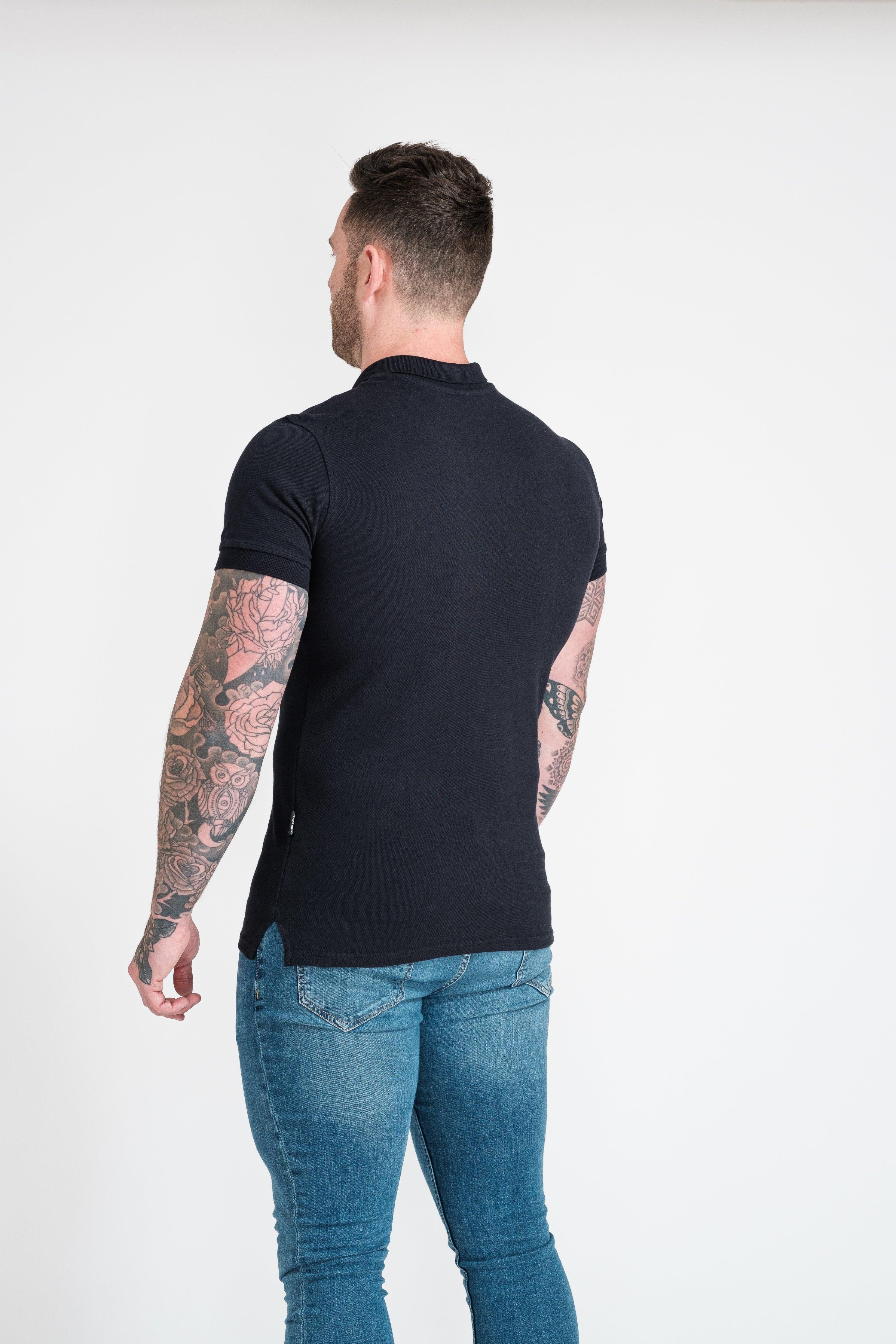Tapered Menswear Navy Short Sleeve Tapered Fit Polo Shirt