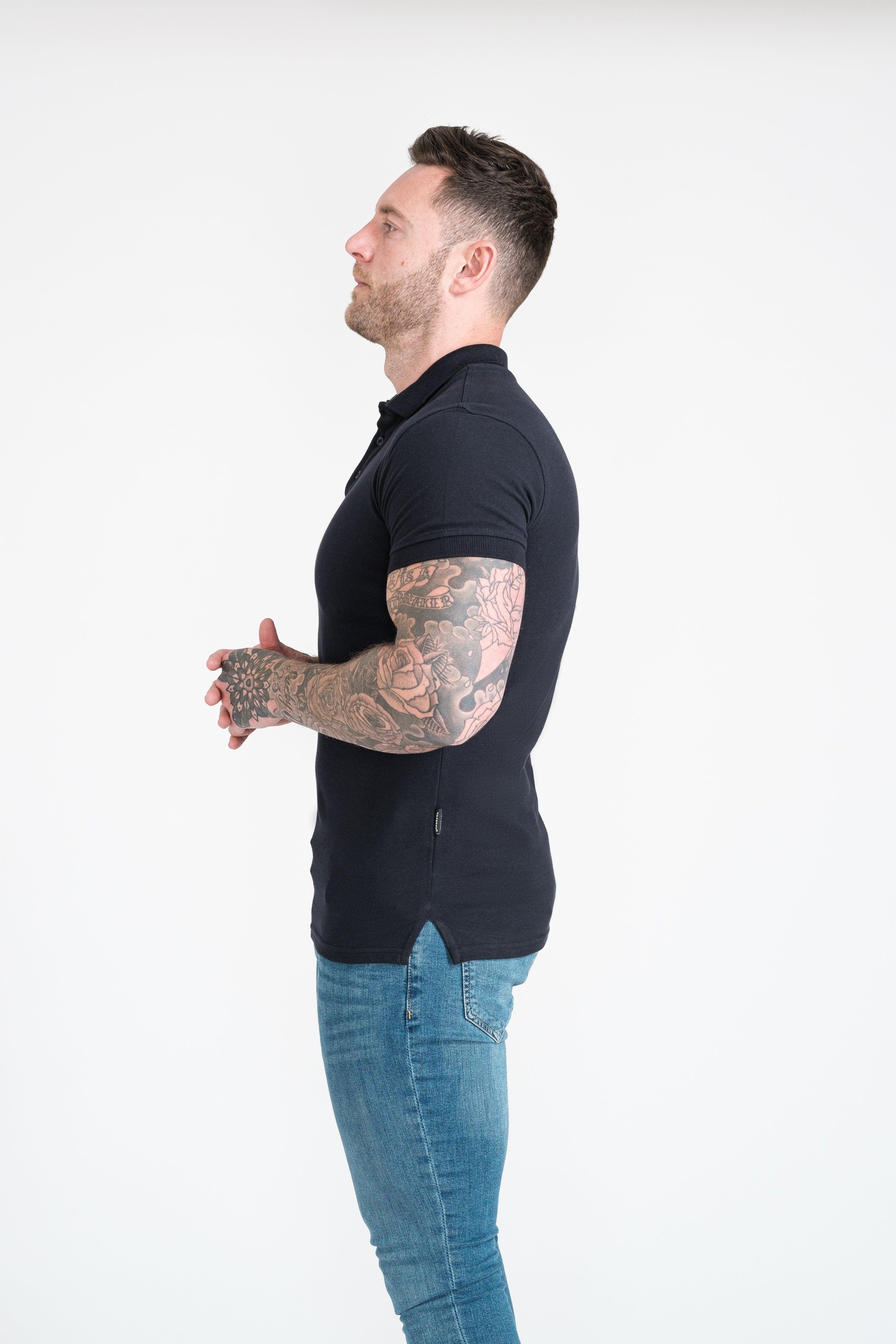 Tapered Menswear Navy Short Sleeve Tapered Fit Polo Shirt