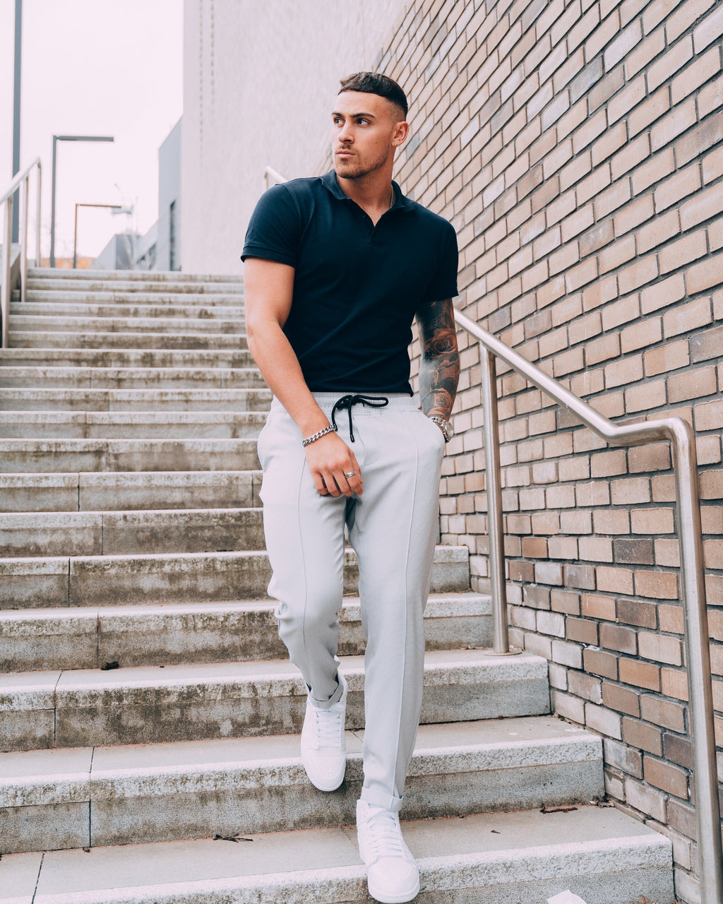 Tapered Menswear Navy Short Sleeve Tapered Fit Polo Shirt