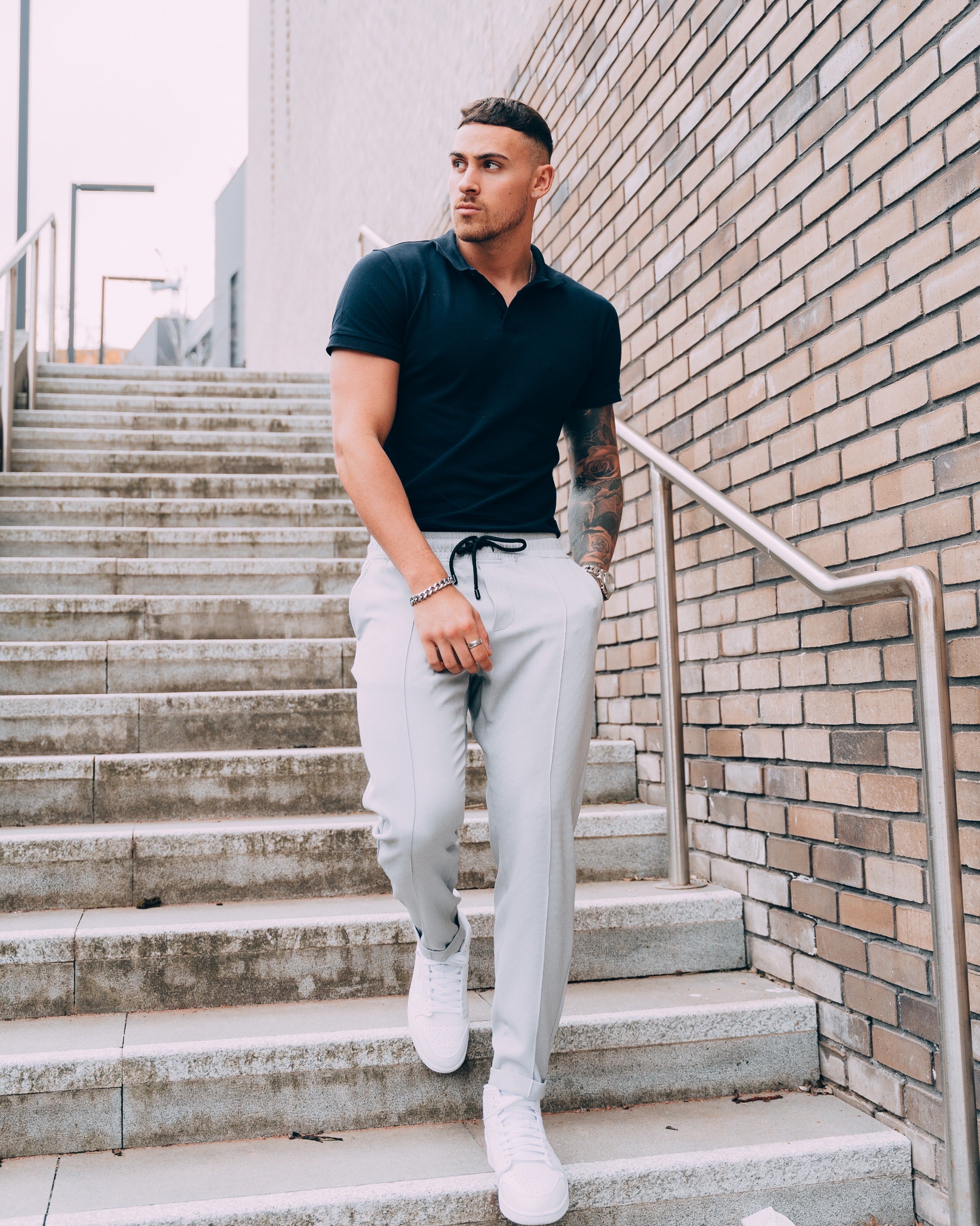 Tapered Menswear Navy Short Sleeve Tapered Fit Polo Shirt