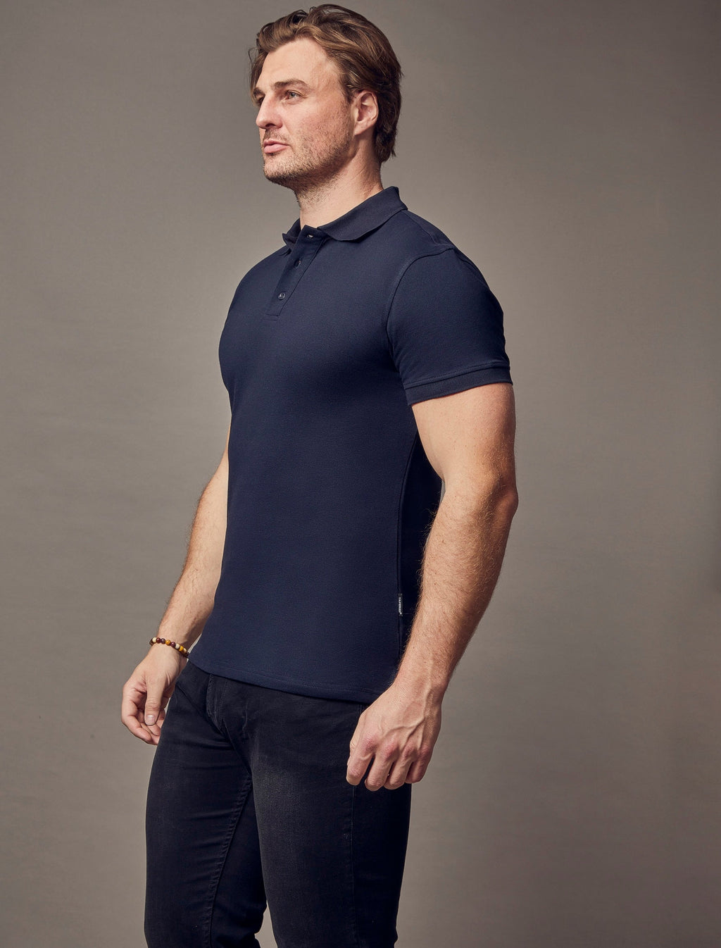 Tapered Menswear Navy Short Sleeve Tapered Fit Polo Shirt