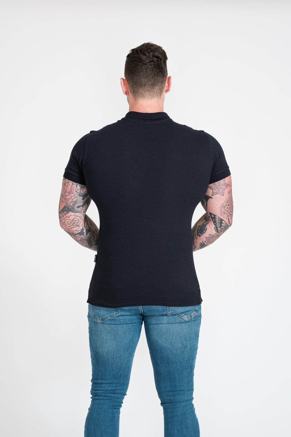 Tapered Menswear Navy Short Sleeve Tapered Fit Polo Shirt