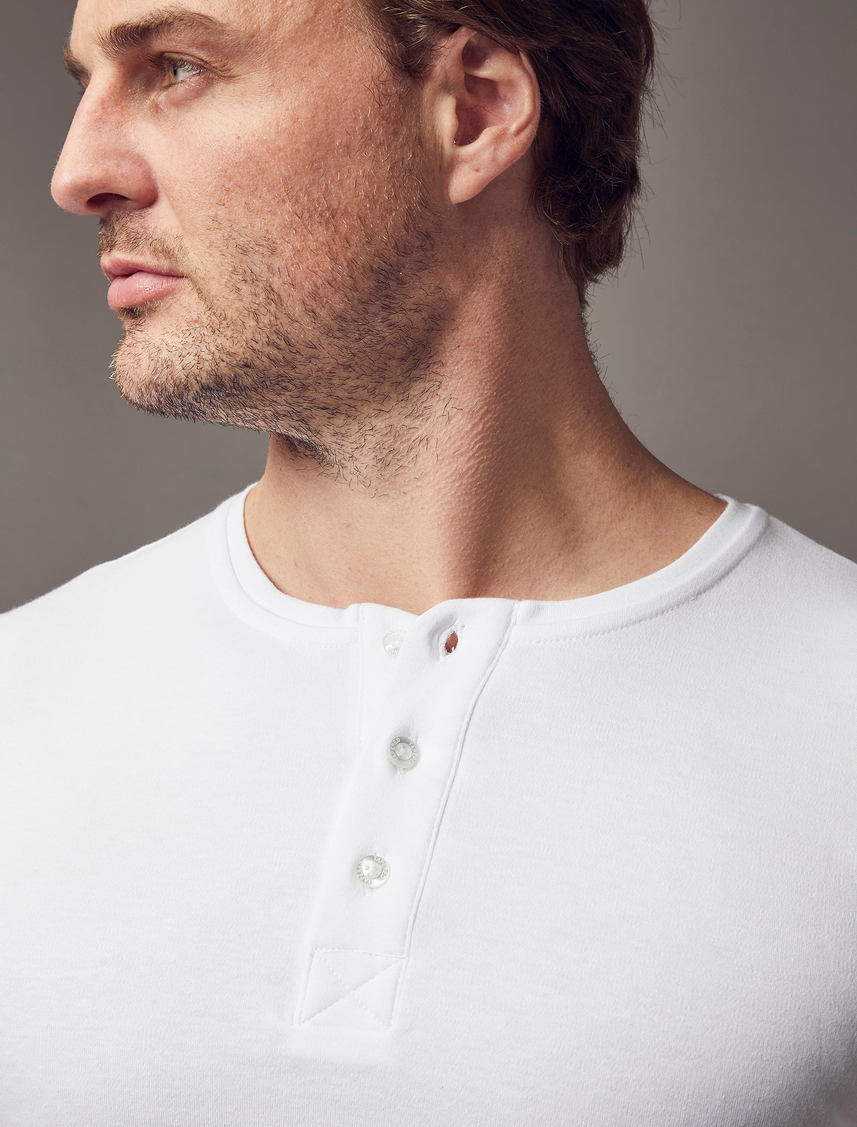Tapered Menswear White Short Sleeve Tapered Fit Henley