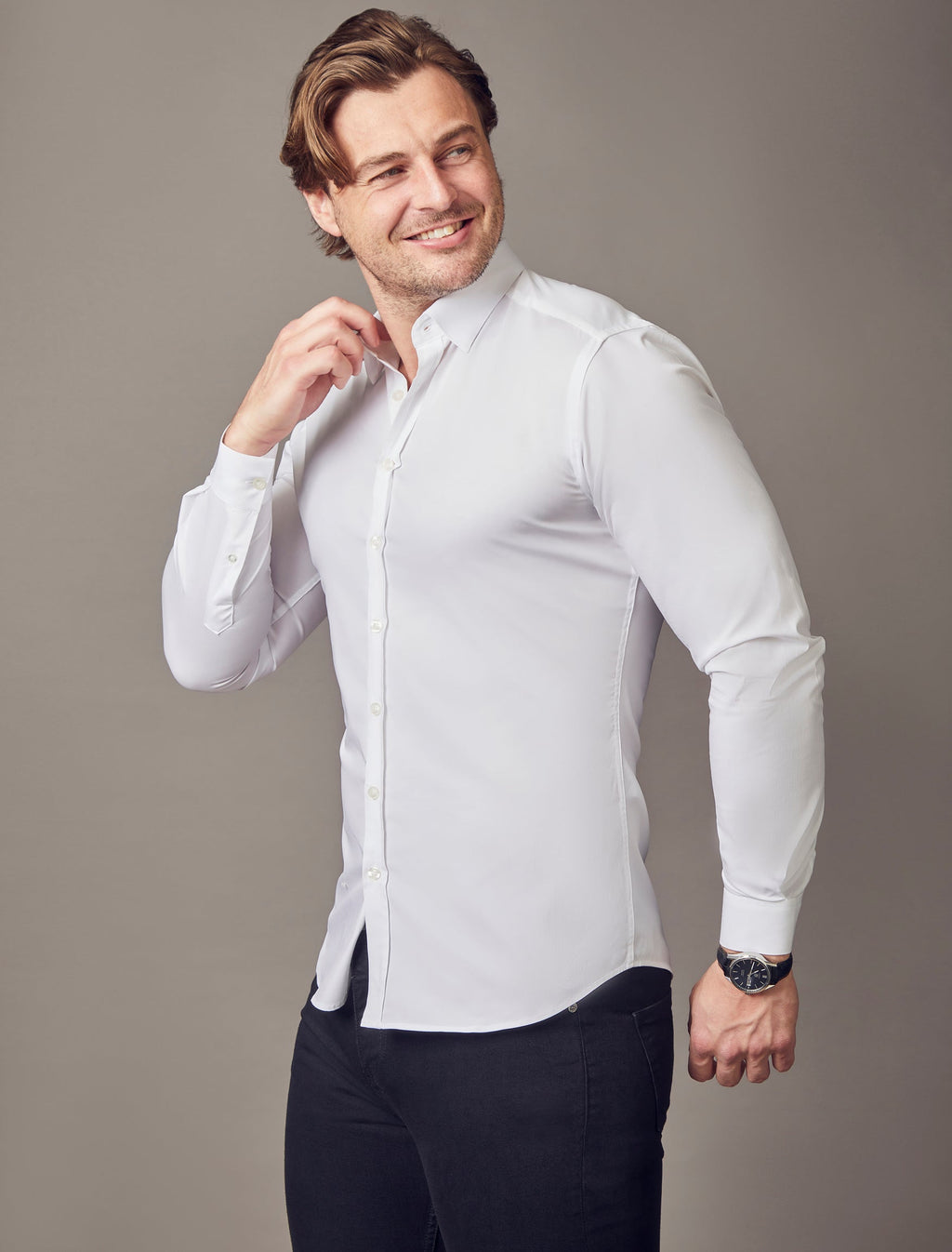 Tapered Menswear White Tapered Fit Shirt
