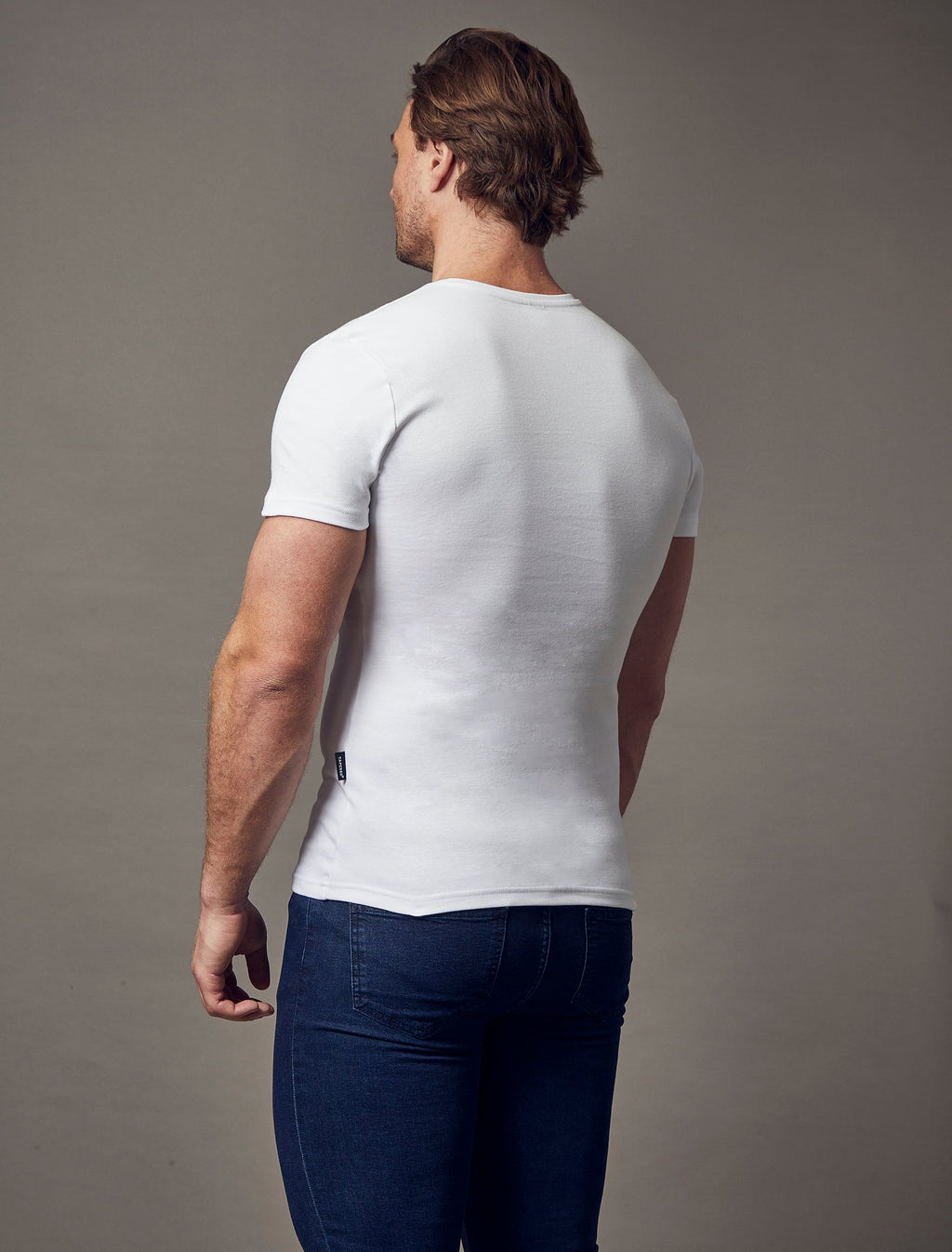 Tapered Menswear White Short Sleeve Tapered Fit Henley