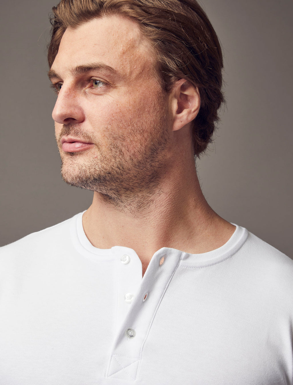 Tapered Menswear White Short Sleeve Tapered Fit Henley