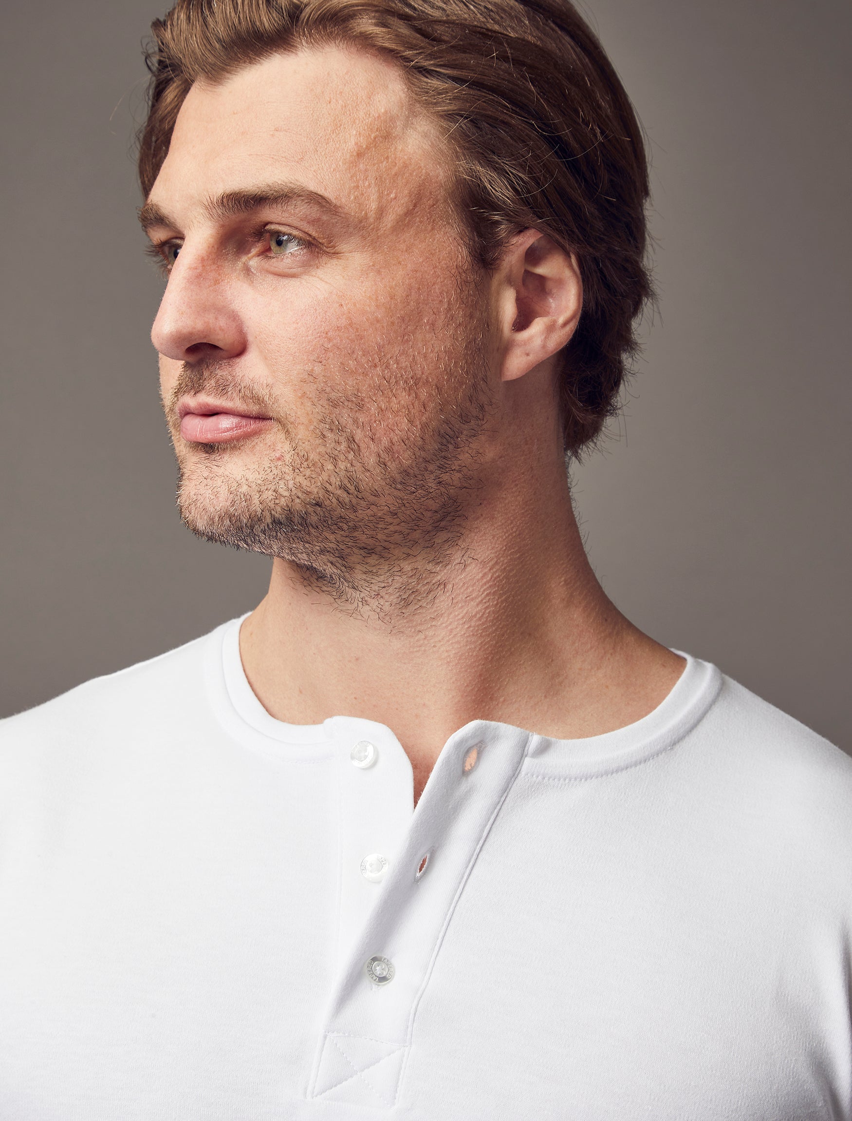 Tapered Menswear White Short Sleeve Tapered Fit Henley